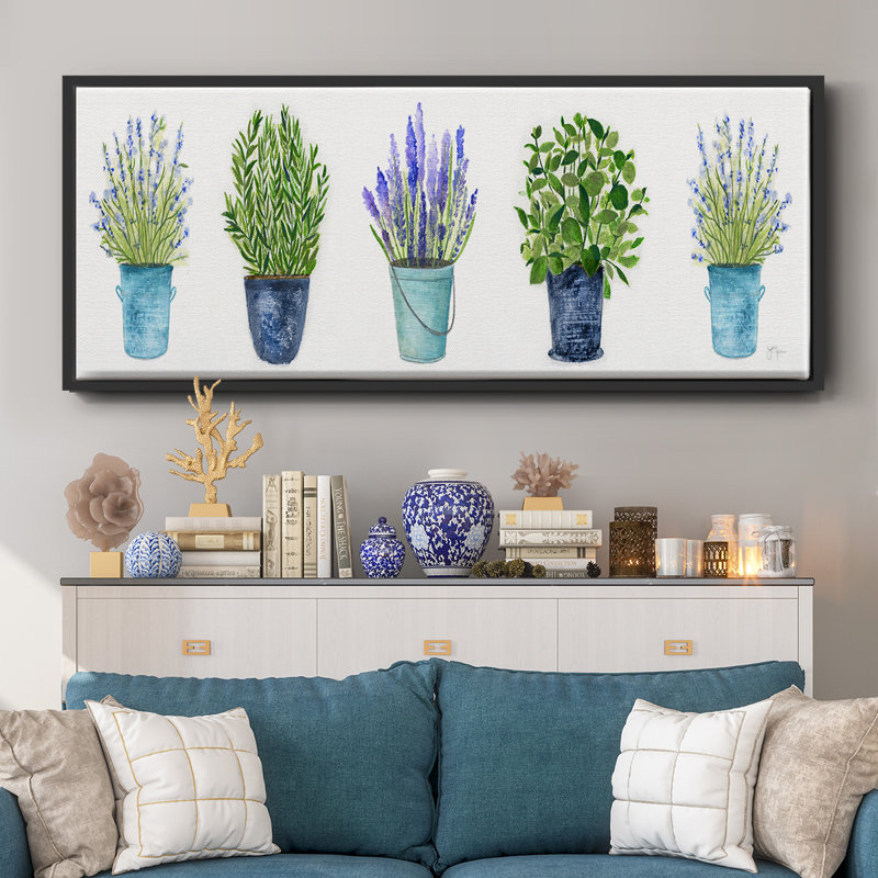 Herbes dans une rangée - toile encadrée, H 24 po x l 60 po