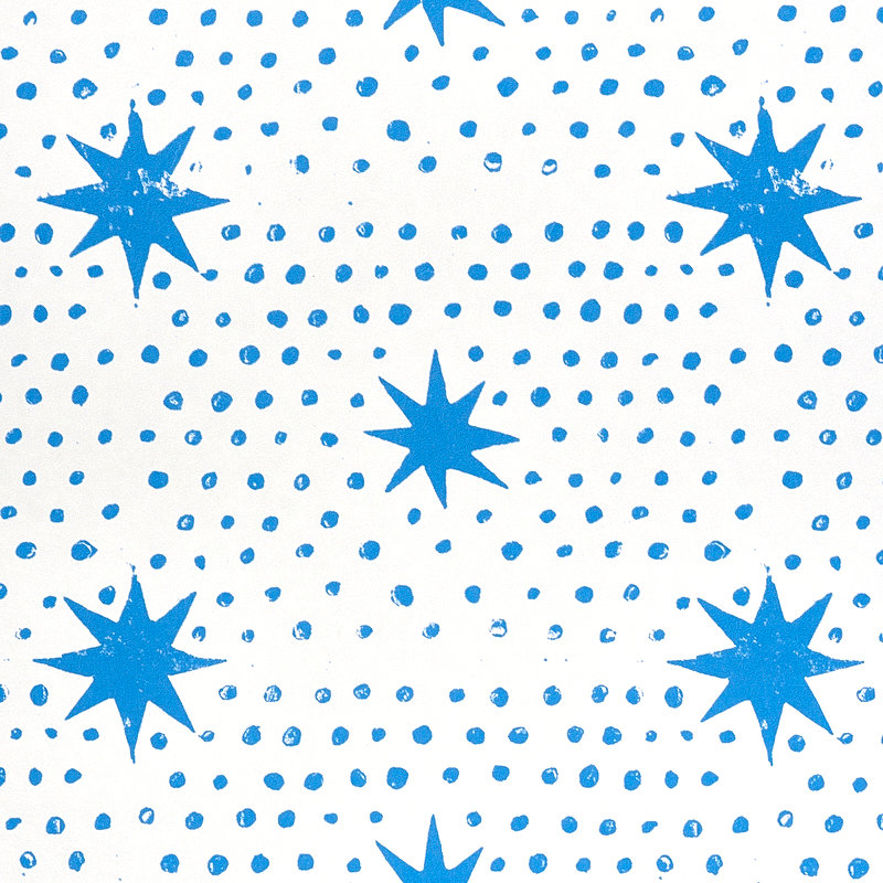 Schumacher x Molly Mahon Spot & Star Wallpaper, Blue