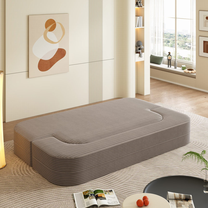 Canapé moderne pliable 2-en-1 avec couverture fonctionnelle et 2 coussins moelleux Boneless, Café