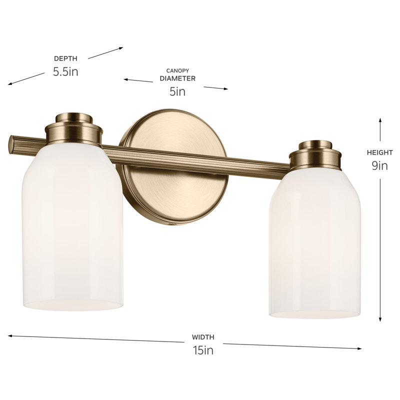 Champagne Bronze 15" Vanity Light with White Opal Glass