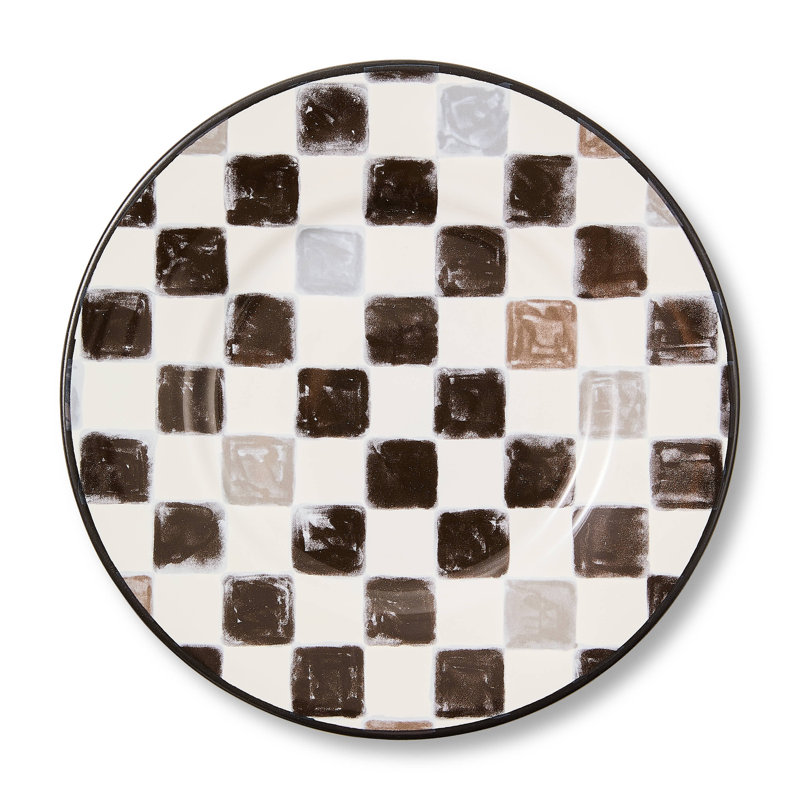 Check Salad Plate, Black/White