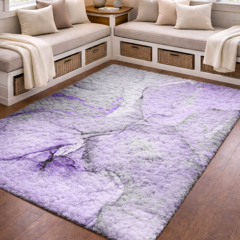 Tapis de qualité supérieure lavable à la machine à poils longs ADS506, Mauve, 10 pi x 14 pi