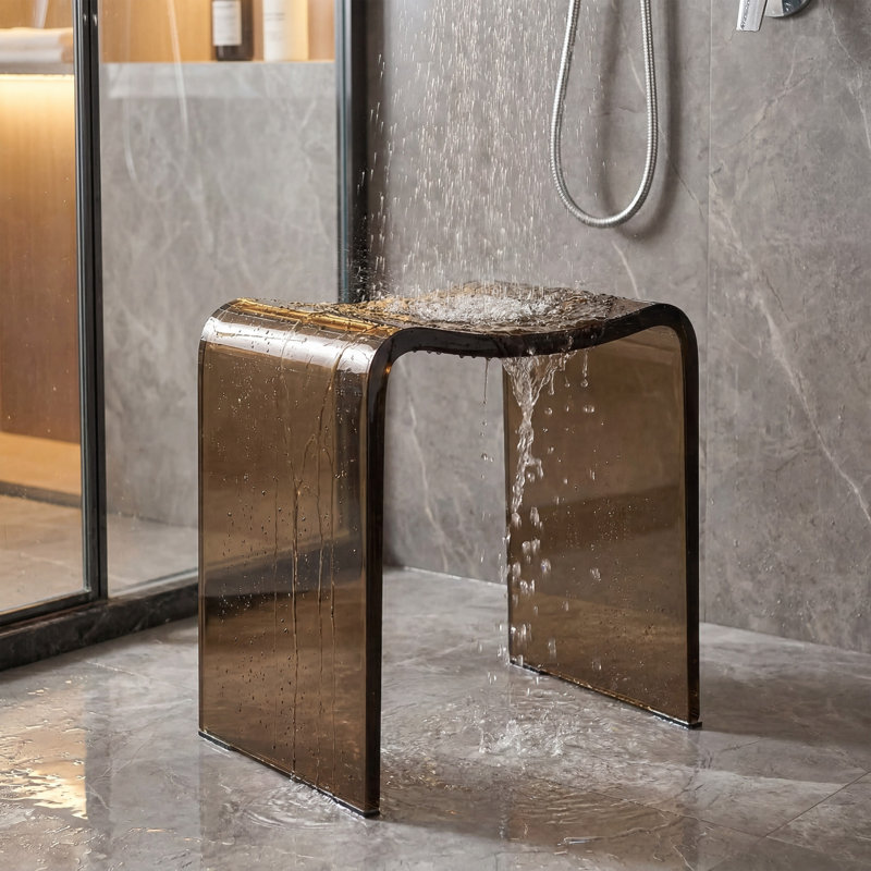 Tabouret de douche Casince, Transparent Sepia