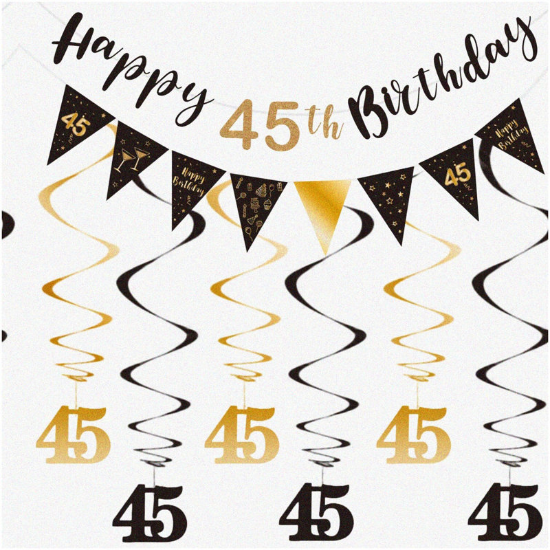 Rose Gold Glitter 80th Birthday Banner, Gold/Black