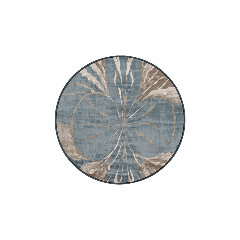 Tapis gris lavable à la machine, Rond 5 pi