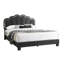 Lit double en tissu de laine gris anthracite