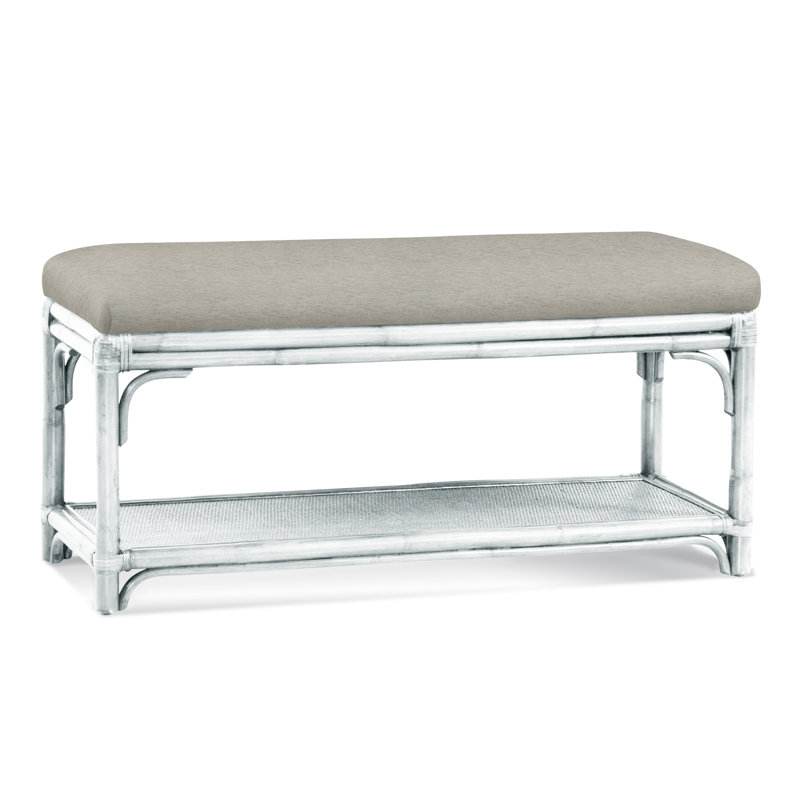 Banc de rangement en osier Summer Retreat, Blanc givré, Beige de base; 0317-85