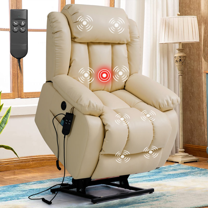 Fauteuil inclinable électrique 40,7 po, Similicuir beige