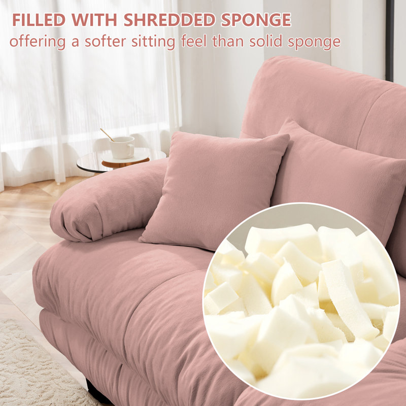 94.4"  Wide Modern L-Shaped Modular Sectional Sofa Chenille Fabric Comfy Cloud Couch Loveseat Sofa with Deep Seat and Movable Ottoman 2 Lumbar Pillows  2 Throw Pillows
