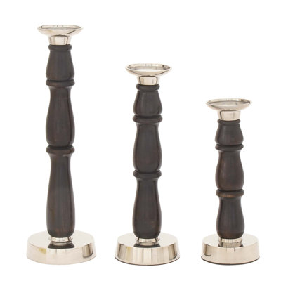 12'' H Wood Tabletop Candlestick