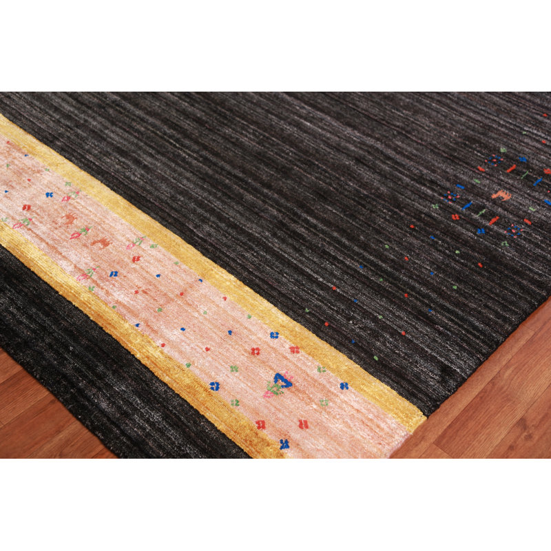 Black Gabbeh Indian Area Rug 8