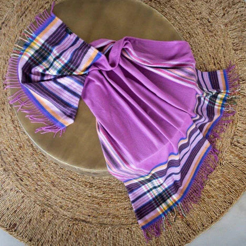 Hand Knotted Throw Blanket, Purple