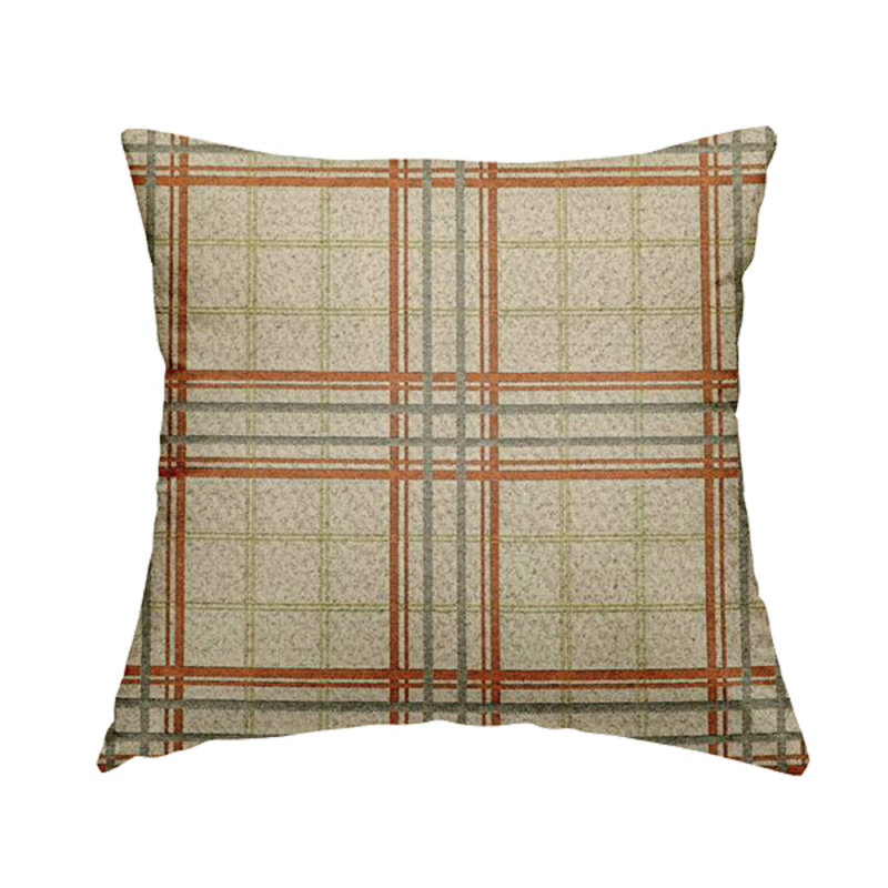 Kirkbride Plaid Square Cushion, 43cm H x 43cm W x 5cm D, Orange/Green