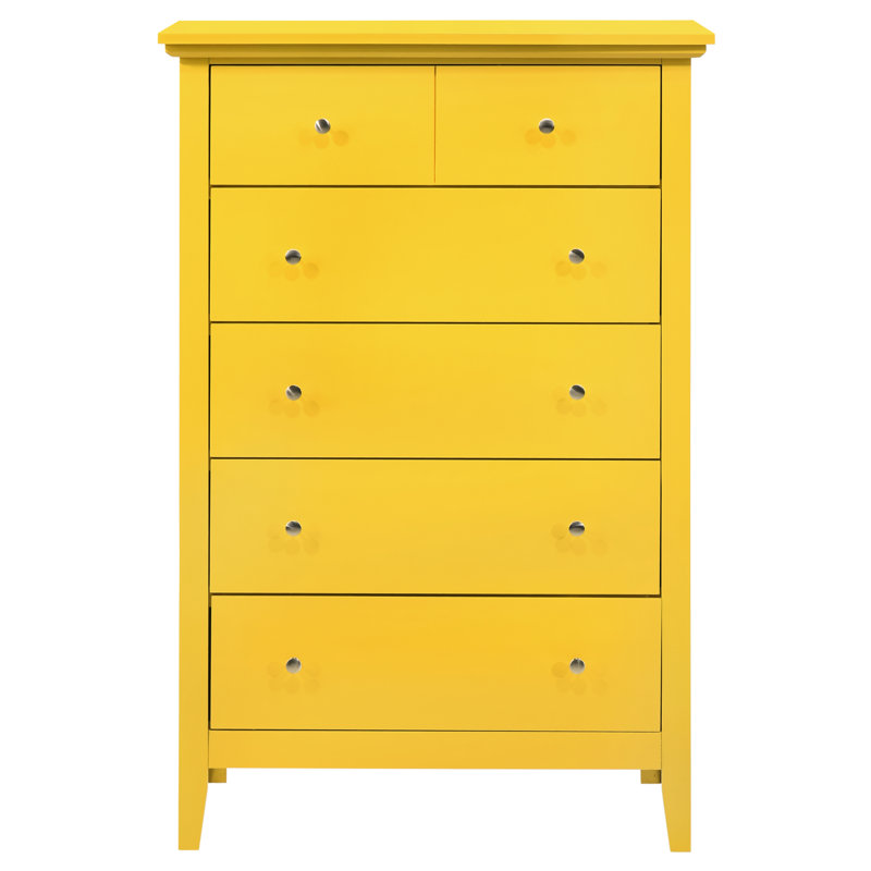 Commode de rangement pour commode 5 tiroirs Blossom, Jaune
