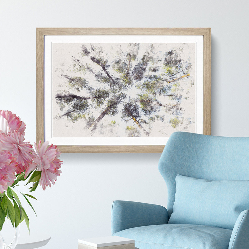 Tree Tops - Picture Frame Painting Print, 62cm H x 87cm W x 2cm D, Oak Framed