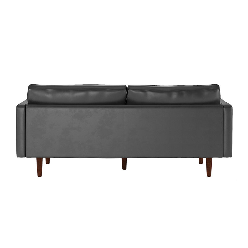 Arantza 77.8'' Faux Leather Sofa, Black Faux Leather