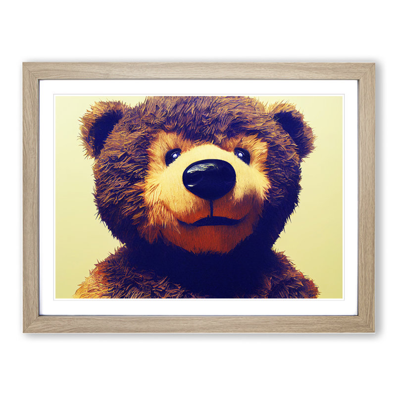 Dazzling Teddy Bear - Single Picture Frame Print, Oak Framed, 46cm H x 64cm W x 2cm D