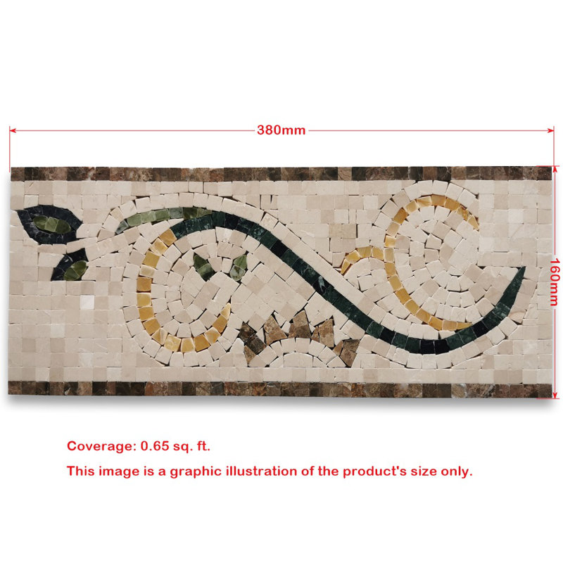Carreau de mosaïque en marbre 6,3 po x 15 po Emerald
