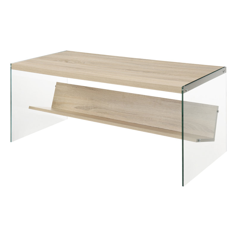 Table basse de style traîneau avec rangement Allegonda, Blanc patiné