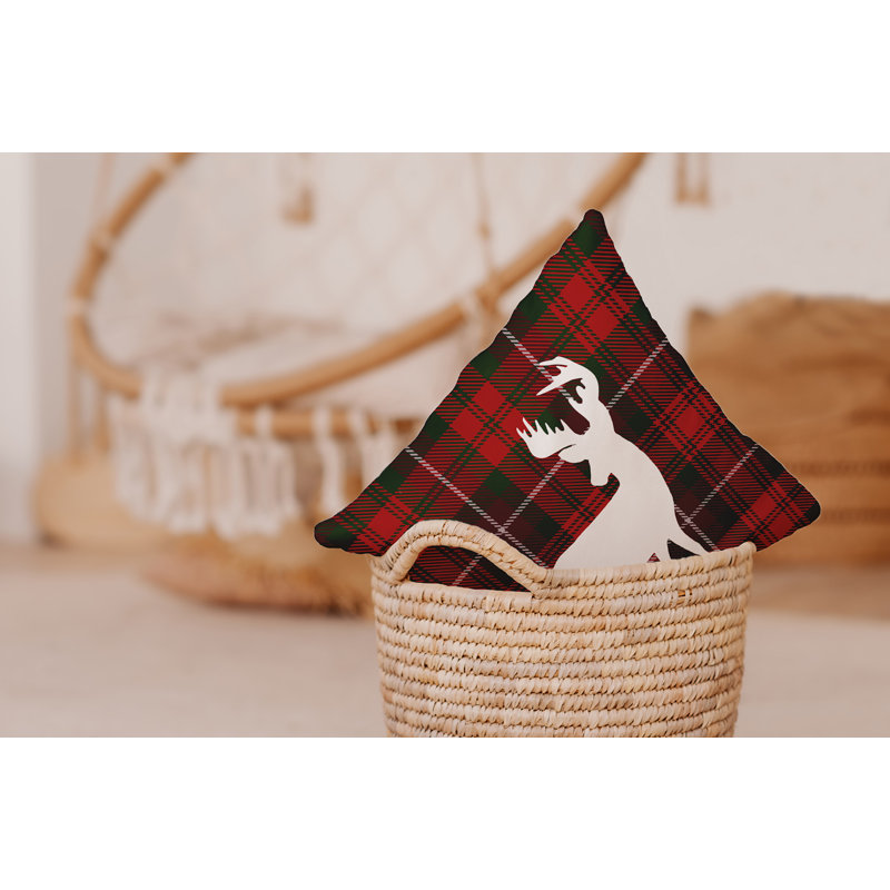 Coussin décoratif Tartan Reindeer, Carré H 16 po x l 16 po