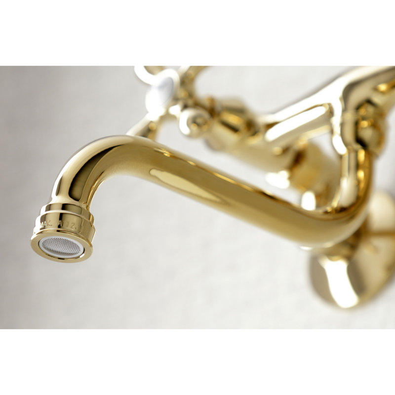 Kingston Brass Kingston Two-Handle 2-Hole Wall Mount Bathroom Faucet, Polished Brass