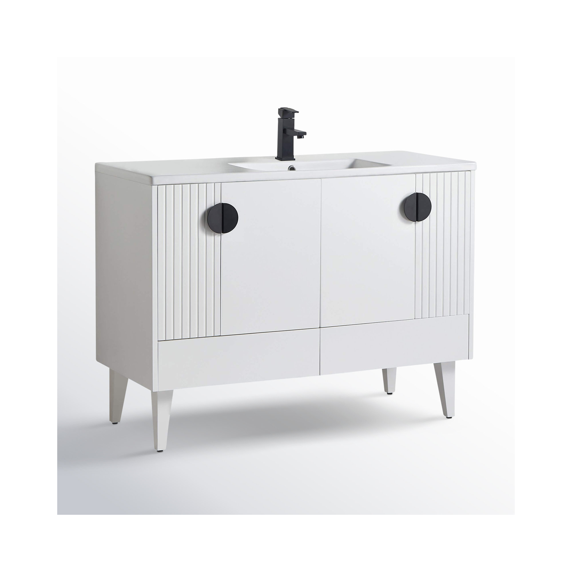 Saimah 48'' Single Bathroom Vanity, White Matte, Black
