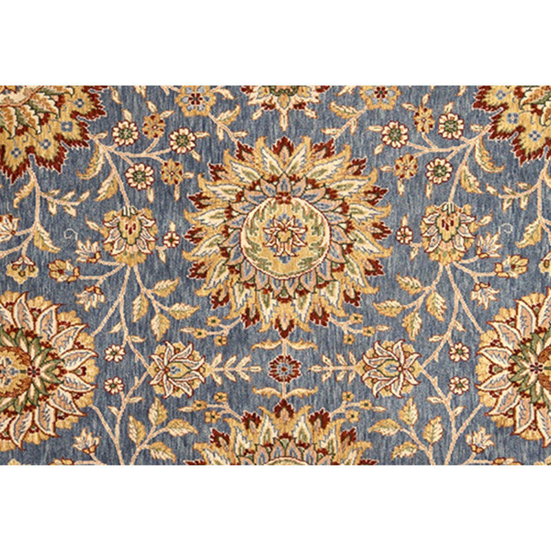 Hand Knotted Wool Oriental Area Rug in Blue And Gold