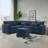 97" L-Shaped Upholstered Chenille Put-Out Sofa Bed Sectional with Storage Ottoman and 2 Pillows-1666063635