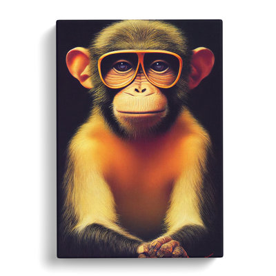 Monkey In Glasses No.1 - Wrapped Canvas