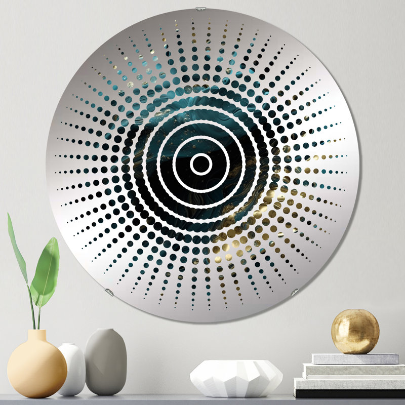 Eib - Miroir mural Sun Circles, 23,6 po x 23,6 po, Encre liquide bleue captivante VI