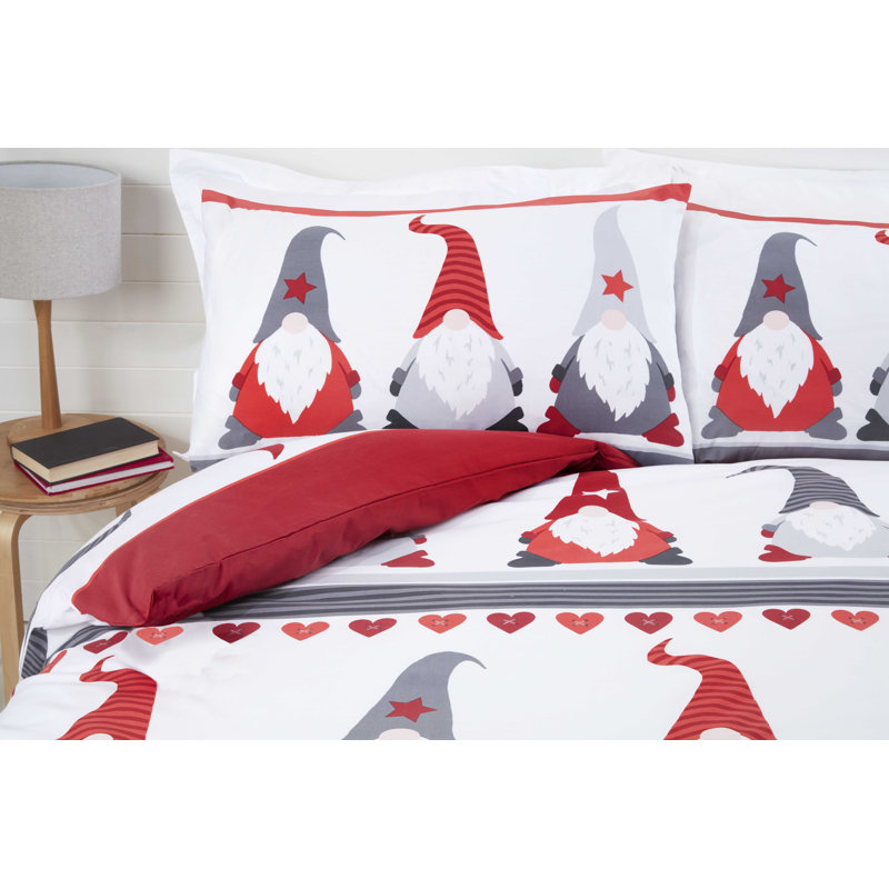Siena Red and Grey Duvet Cover Set, Single Duvet Cover + 1 Standard Pillowcase