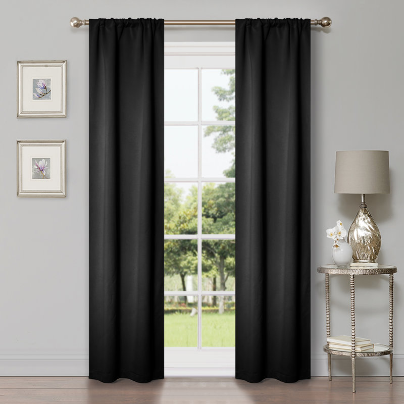 Paire de rideaux obscurcissant avec œillets Millendon, Noir, L 26 po x L 84 po