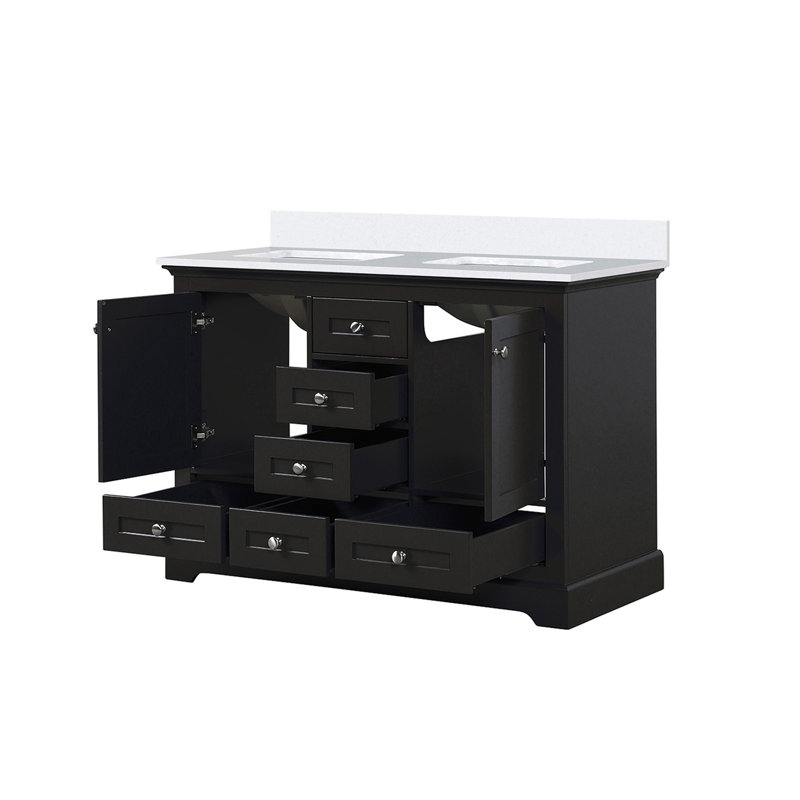 Meuble-lavabo double avec comptoir en quartz blanc, Espresso