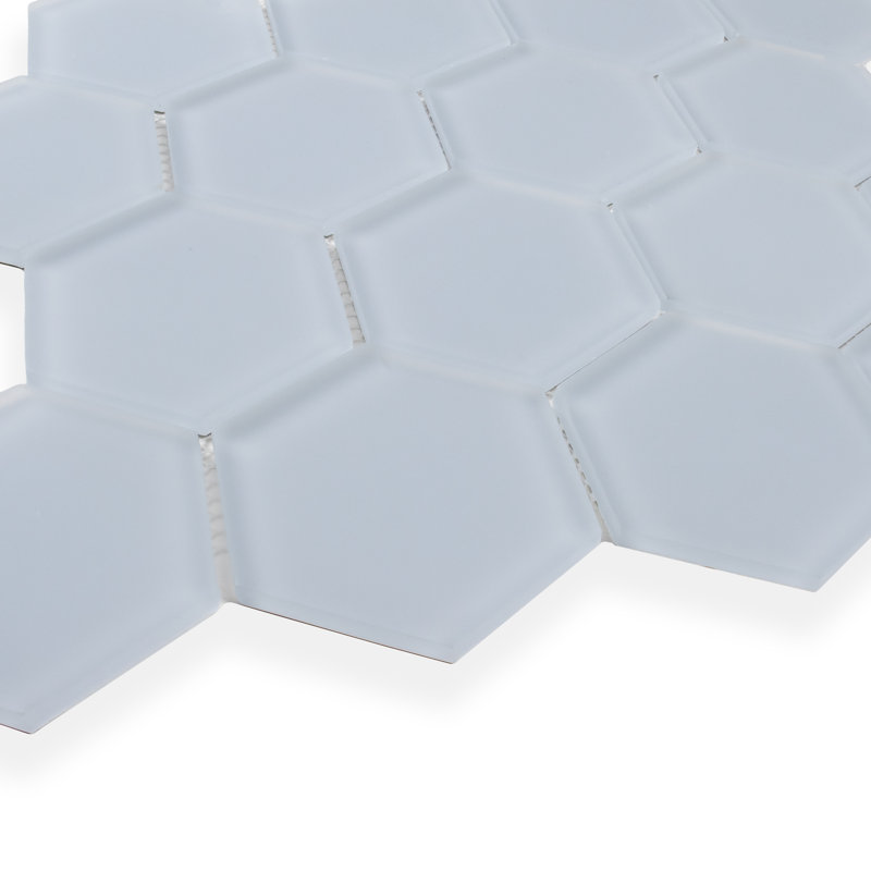 Carreau de mosaïque en verre 3 po 10,25 po x 11,75 po Beehive, Bleu des Caraïbes mat