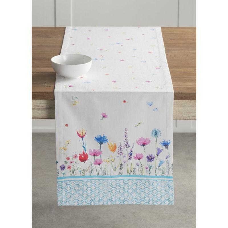 Maison d'Hermine Flower In The Field 100% Cotton Table Runner - Single Layer - 14.5" x 72", 72" L x 14.5" W
