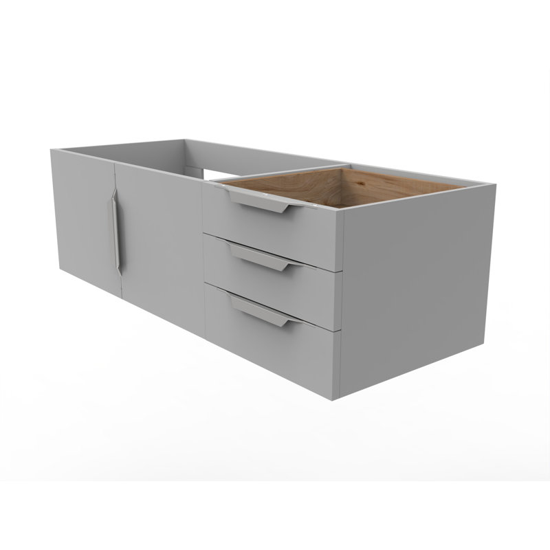 Alpine 48" Wall-Mounted Vanity Base, Gray/Chrome