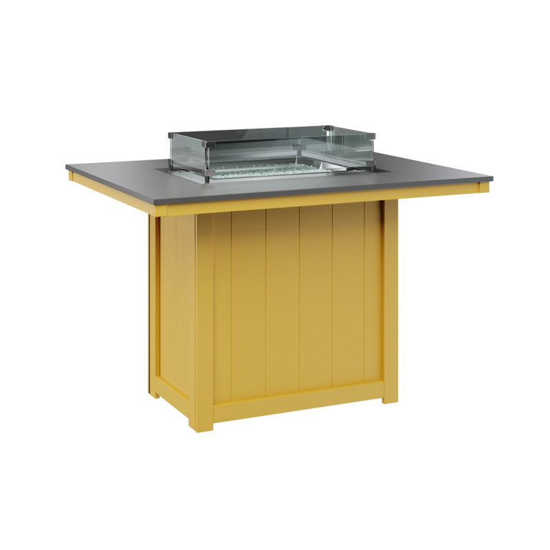 Foyer de table berlinois Donoma, H 36 po x l 41 po x P 54 po, Acier inoxydable martelé avec base jaune soleil