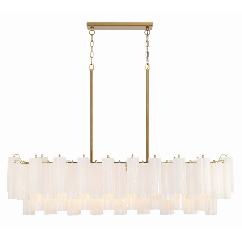 Quinzio 14 - Light Dimmable Linear Chandelier, Aged Brass