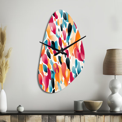 Pink And Blue Vibrant Abstract Wilderness - Fall Shape Unique Abstract Wall Clock