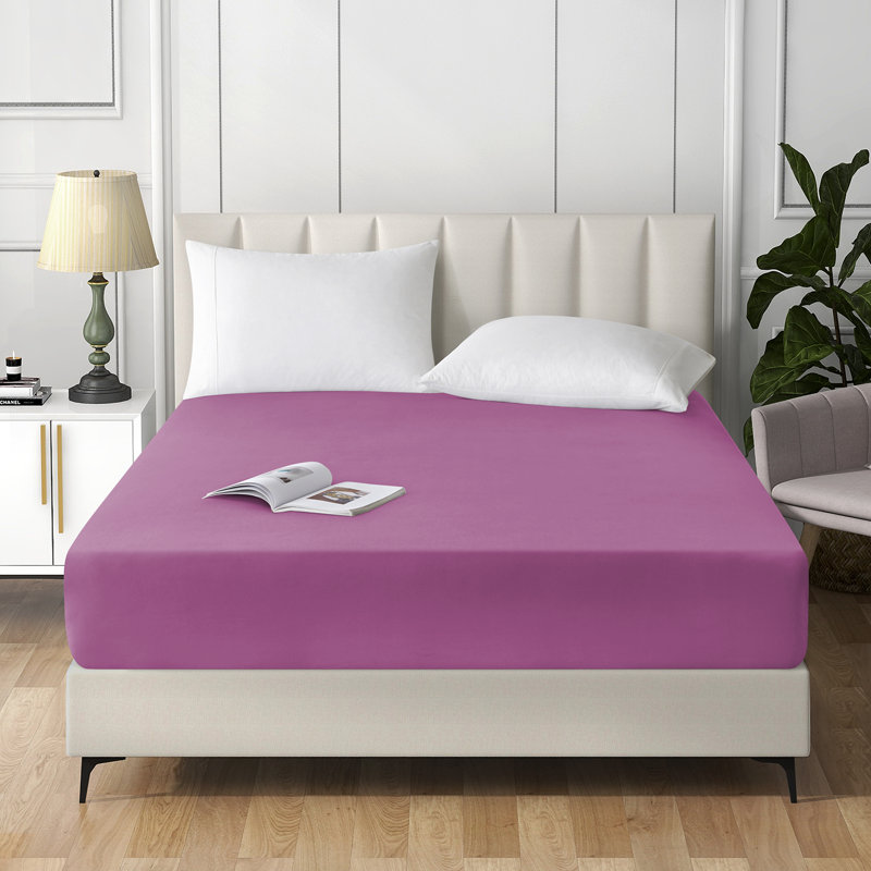 Extra Deep Pocket Microfiber Solid Fitted Sheet, Purple, Full/Double