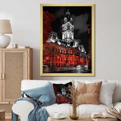 «Ylanda Red Gray Montreal Beautiful Cityscape Black», reproduction sur toile