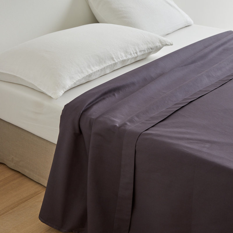 Hebb Satin Flat Sheet, Anthracite, Kingsize (5')