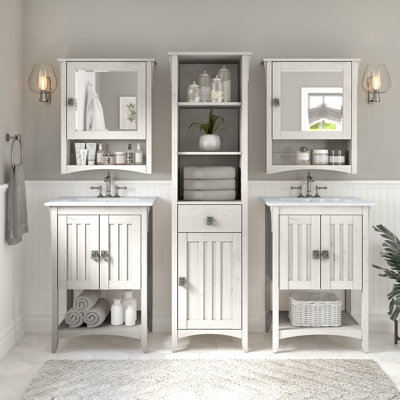 Keyunta Double Bathroom Vanity with Ceramic Top