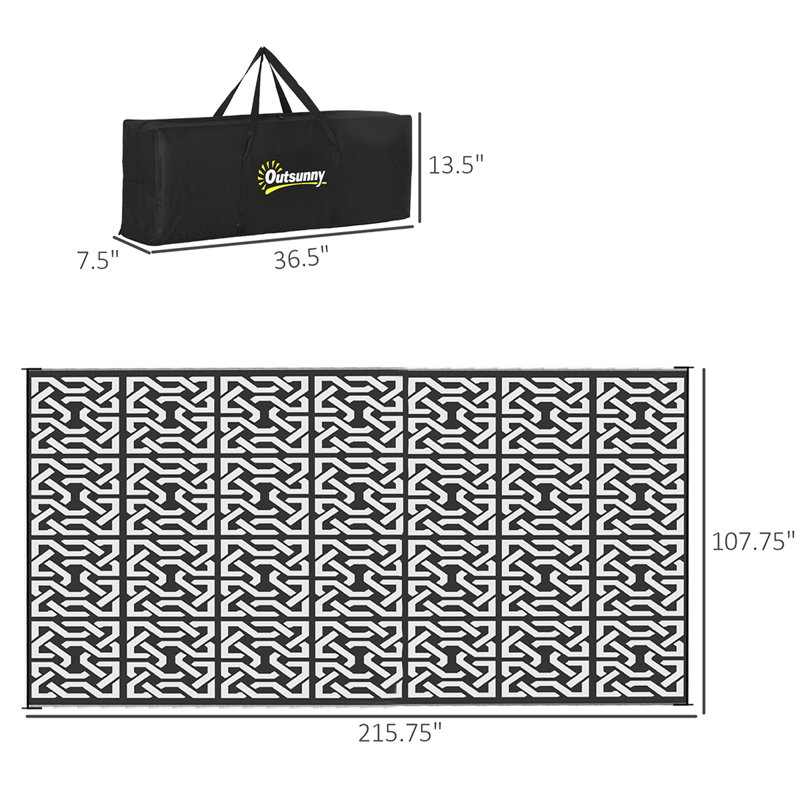 Reversible Waterproof Outdoor Rug - Portable RV Camping Mat With Carry Bag, Runner 9' x 18'