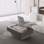 Table basse 38,6 po à plateau relevable cannelé avec placage en bois massif et table d'appoint moderne avec rangement et hauteur réglable pour le salon, la chambre à coucher, un appartement ou un bureau