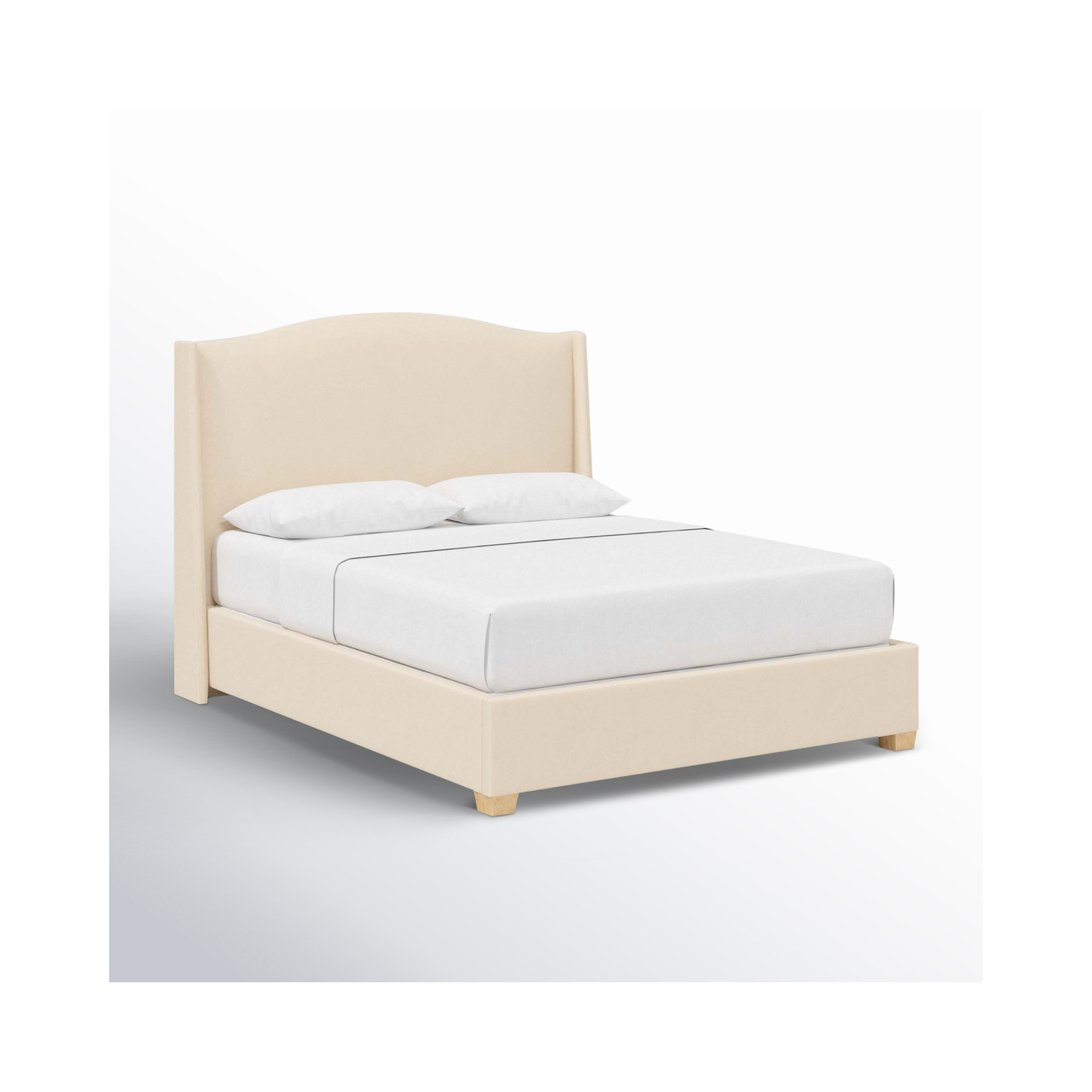Allis Upholstered Wingback Bed, Classic Pearl Performance Velvet, King