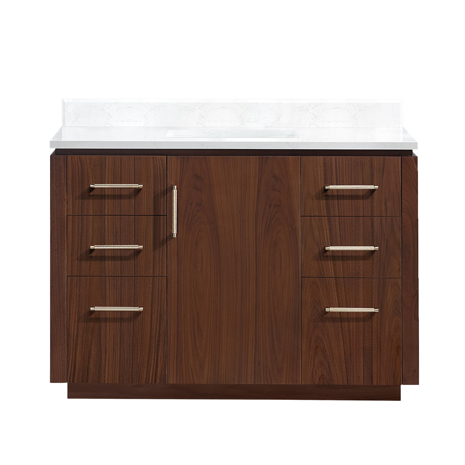 Cloverfield 48'' Single Bathroom Vanity, Natural Walnut, Gold