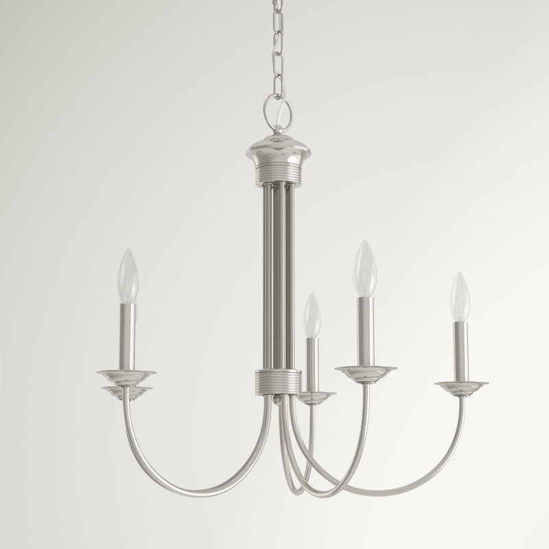 Arunvir 5-Light Dimmable Candle Style Chandelier, Polished Nickel