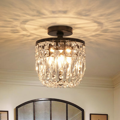 Modern 3 - Light Bowl Mini Crystal Semi Flush Mount