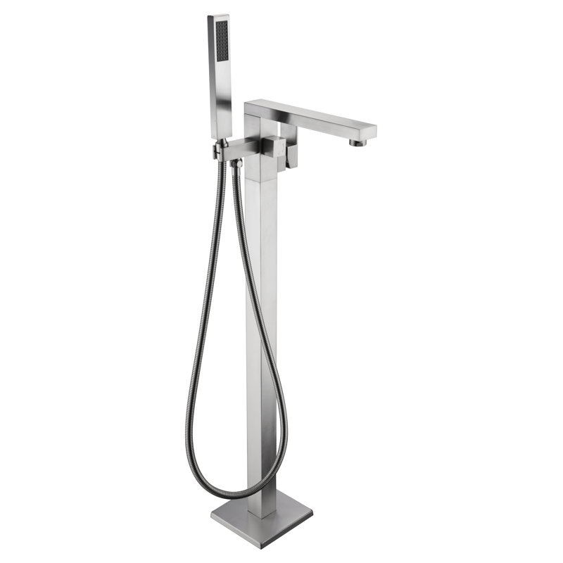 Brushed Nickel Freestanding Tub Faucet with Hand Shower